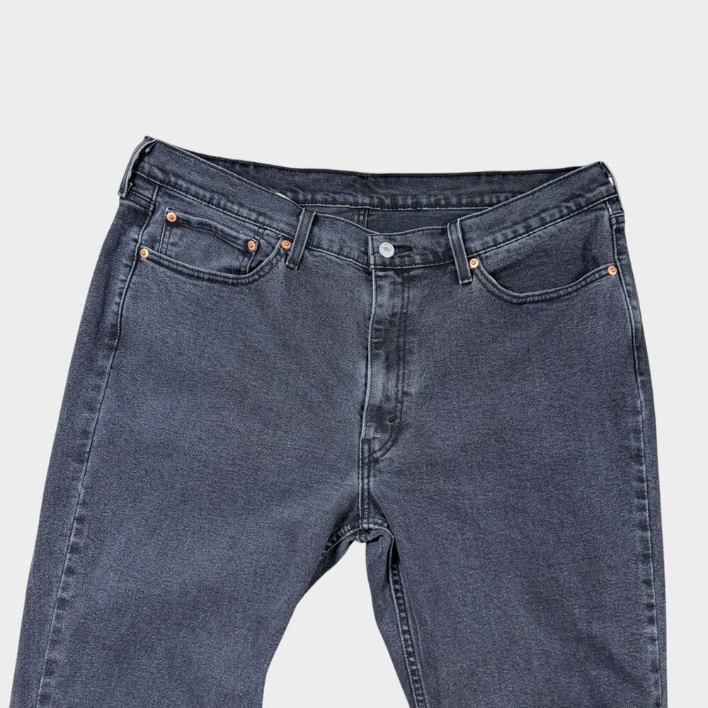 Levi's 514 Straight Fit Mens Jeans 38x32 Black Charcoal Gray Faded Denim - Picture 6 of 8